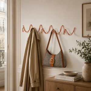 Porte-manteau Mural Métal Rose Design Vrille 5 Crochets