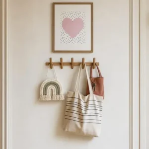 Porte-manteau Mural Rondin Bois De Chêne Naturel