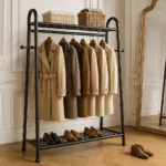 Meuble Entree 2 En 1 Porte Manteau Et Range Chaussures Noir