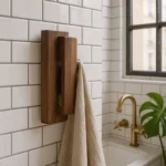 Patère Murale Bois Foncé Barrette Pour Salle De Bain