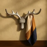 Patère Murale Cerf Argenté En Alliage De Zinc