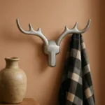 Patère Murale Cerf Argenté En Alliage De Zinc