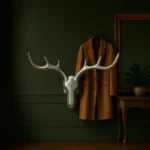 Patère Murale Cerf Argenté En Alliage De Zinc