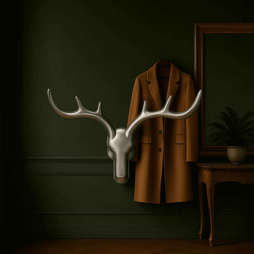 Patere Murale Cerf Argente En Alliage De Zinc