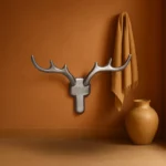 Patère Murale Cerf Argenté En Alliage De Zinc