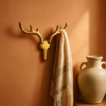 Patère Murale Cerf Doré En Alliage De Zinc