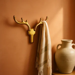Patère Murale Cerf Doré En Alliage De Zinc