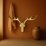 Patère Murale Cerf Doré En Alliage De Zinc