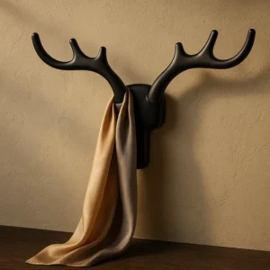 Patère Murale Cerf Noir En Alliage De Zinc