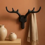 Patère Murale Cerf Noir En Alliage De Zinc