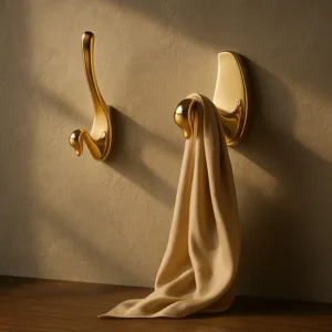 Patère Murale Cygne Doré Brillant En Aluminium, 1 Crochet