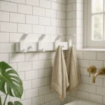 Patère Murale Salle De Bain 4 Crochets En Alliage Aluminium Blanc