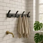 Patère Murale Salle De Bain 4 Crochets En Alliage Aluminium Noir