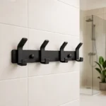 Patère Murale Salle De Bain 4 Crochets En Alliage Aluminium Noir