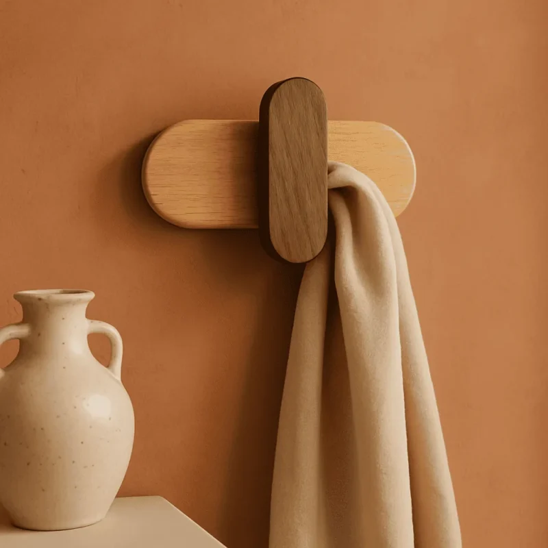 Patere Murale Style Scandinave Double Teinte De Bois