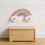Porte-manteau Enfant Arc-en-ciel En Bois, 2 Crochets