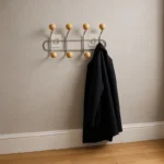 Porte-manteau Mural 8 Crochets Métal Chromé, Boules Bois