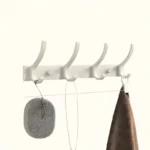Porte-manteau Mural Aluminium Blanc 4 Crochets, 27,3 Cm