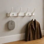 Porte-manteau Mural Aluminium Blanc 4 Crochets, 27,3 Cm