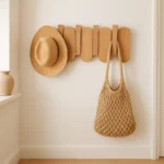 Porte-manteau Mural Arrondi En Chêne Clair, 4 Crochets