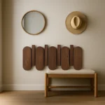 Porte-manteau Mural Arrondi En Chêne Foncé, 4 Crochets