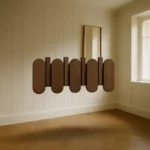 Porte-manteau Mural Arrondi En Chêne Foncé, 4 Crochets