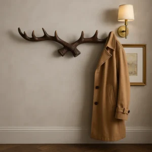 Porte-manteau Mural Bois De Cerf Foncé En Résine