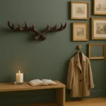 Porte-manteau Mural Bois De Cerf Foncé En Résine