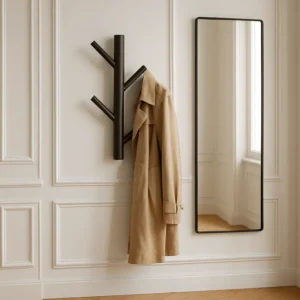 Porte-manteau Mural Bois Foncé, Design Moderne