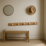 Porte-manteau Mural Bois Naturel Crochets Dorés