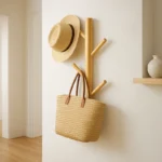 Porte-manteau Mural Bois Naturel, Finition Claire