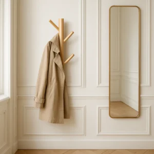 Porte-manteau Mural Bois Naturel, Finition Claire