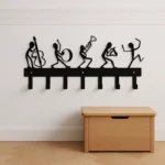 Porte-manteau Mural Bonhomme En Métal Noir, 7 Crochets