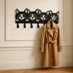 Porte-manteau Mural Chat En Métal Noir, 7 Crochets