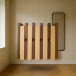 Porte-manteau Mural En Bois Naturel Compact Double Couche