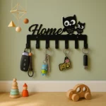 Porte-manteau Mural Enfant Métal, 7 Crochets Hiboux