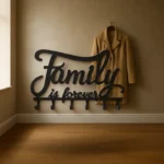 Porte-manteau Mural Family En Métal Noir, 7 Crochets