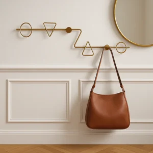 Porte-manteau Mural Forme Z Doré, Design Géométrique