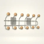Porte-manteau Mural Métal 12 Crochets Bois
