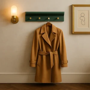 Porte-manteau Mural Vintage Vert Avec Crochets Dorés