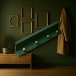Porte-manteau Mural Vintage Vert Avec Crochets Dorés