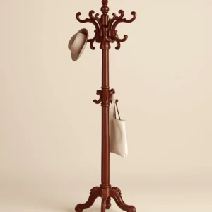 Porte Manteau Perroquet Bois Bordeaux Crochets En Couronne