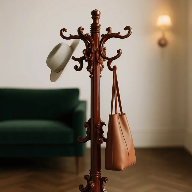 Porte Manteau Perroquet Bois Bordeaux Crochets En Couronne