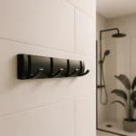 Porte Manteau Salle De Bain Metal Noir Mat Crochet Simple 4