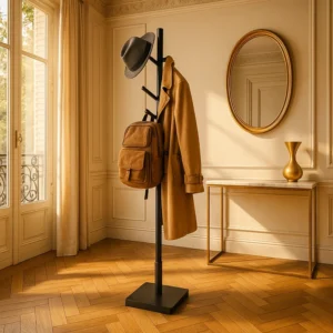 Porte Manteau Sur Pied Arbre 8 Crochets Bois Noir