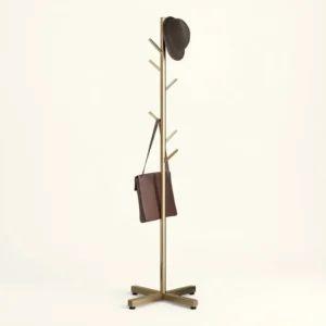 Porte-manteau Sur Pied Arbre Base Croisée Métal Doré