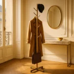 Porte-manteau Sur Pied Arbre Base Croisée Métal Doré