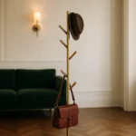 Porte-manteau Sur Pied Arbre Base Croisée Métal Doré