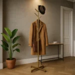 Porte-manteau Sur Pied Arbre Base Croisée Métal Doré