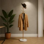 Porte-manteau Sur Pied Arbre Métal Bicolore Doré Et Blanc
